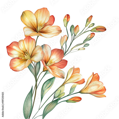 Elegant floral arrangement of orange blooms studio digital artwork bright detailed nature concept