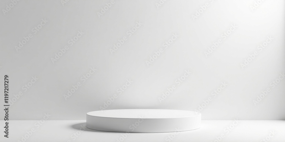 Fototapeta premium Simple White Circular Pedestal on a Blank Background for Product Displays and Minimalist Designs