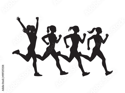 Running people women vector silhouette Design  