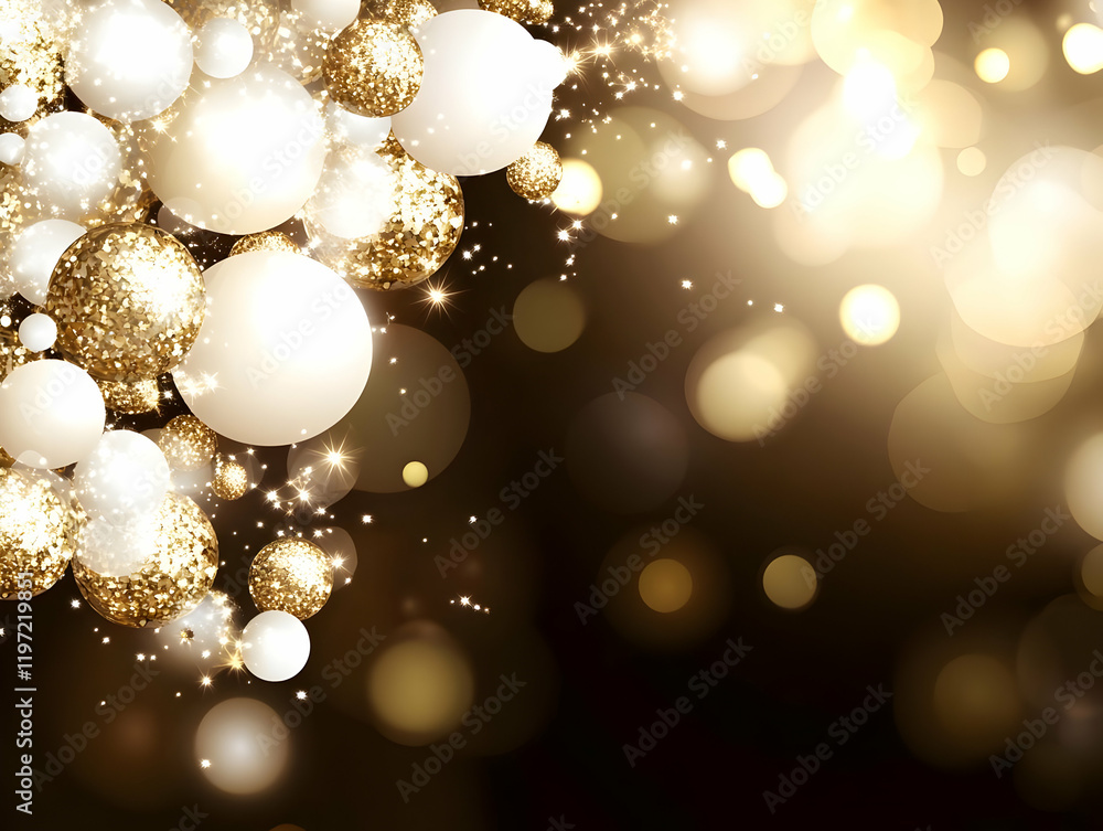 Gold Glitter and White Orbs Background Gold Glitter and White Orbs Background