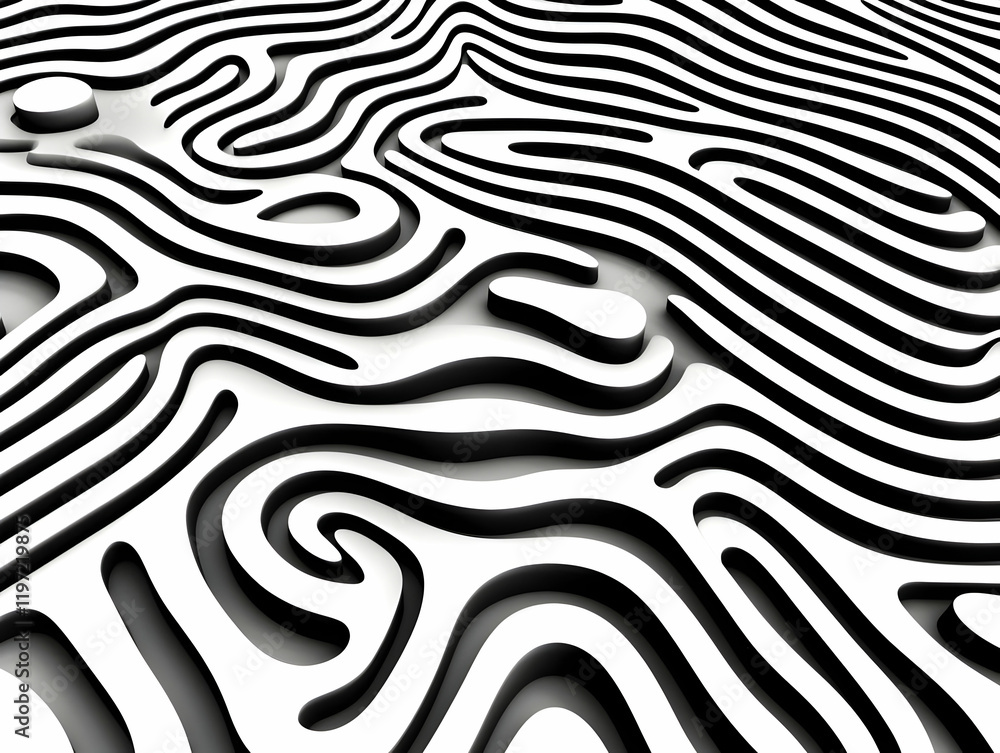 Abstract 3D Black and White Waves Abstract 3D Black and White Waves