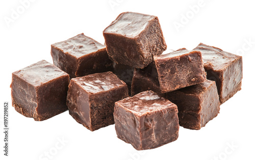 Brownie Bites in Chocolate Cubes isolated on transparent Background