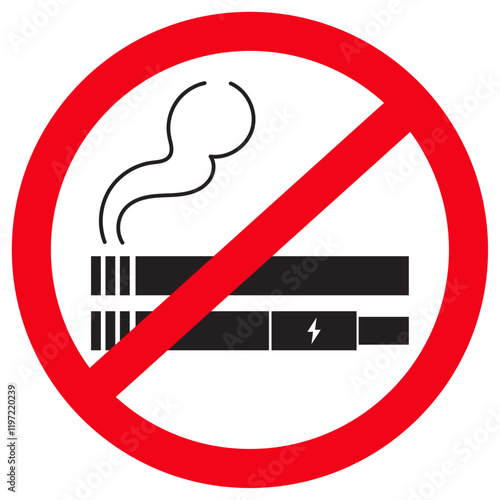 No Smoking or no vaping sign. Perfect prohibition graphic design for depicting cigarettes and e-cigarettes.
