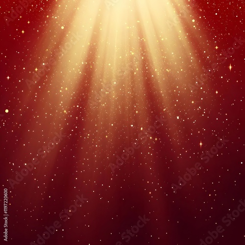 Red gradient background with a dispersed light amount of small gold star shaped glitter lightly fall