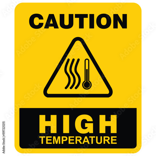 Caution, high temperature, sticker vector