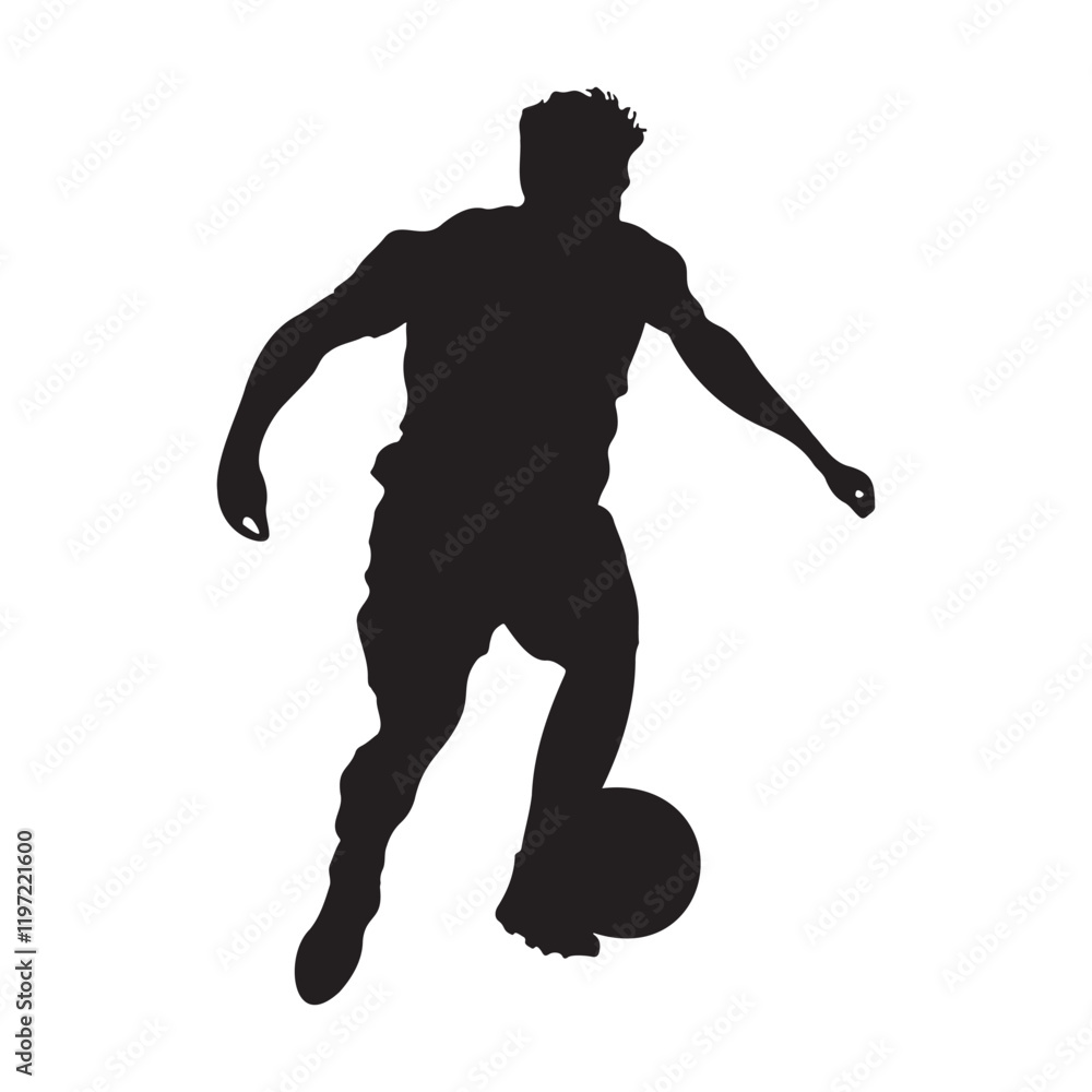 Obraz premium Soccer player with football pose silhouette vector illustration