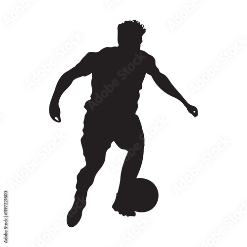Soccer player with football pose silhouette vector illustration