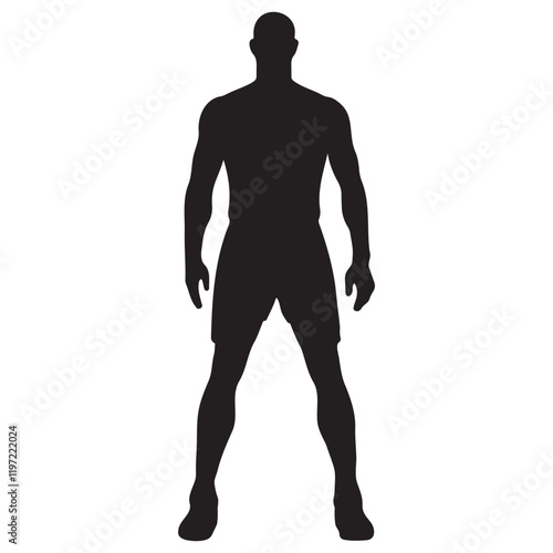 Athlete player standing pose silhouette vector illustration