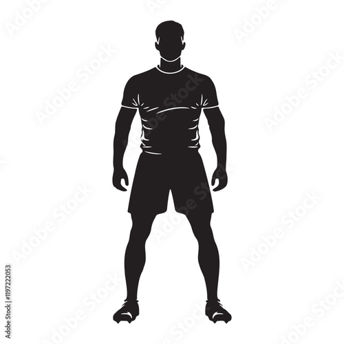 Soccer player standing pose silhouette vector illustration