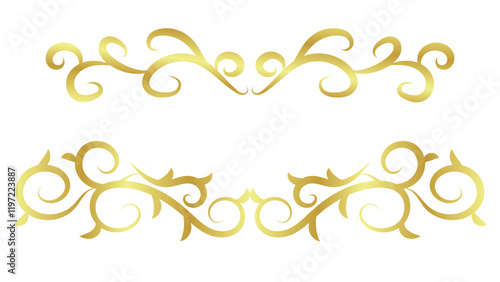 gold text dividers isolated on white background. frame and page design decoration element set