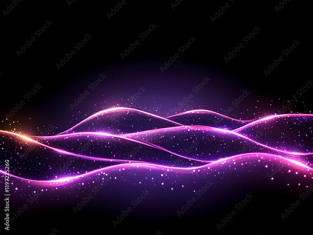 Fototapeta premium Glowing Purple Waves Abstract Background