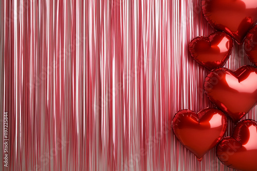 A glamorous backdrop featuring metallic fringe curtains and glowing accents - Perfect for luxury parties or modern photo booths