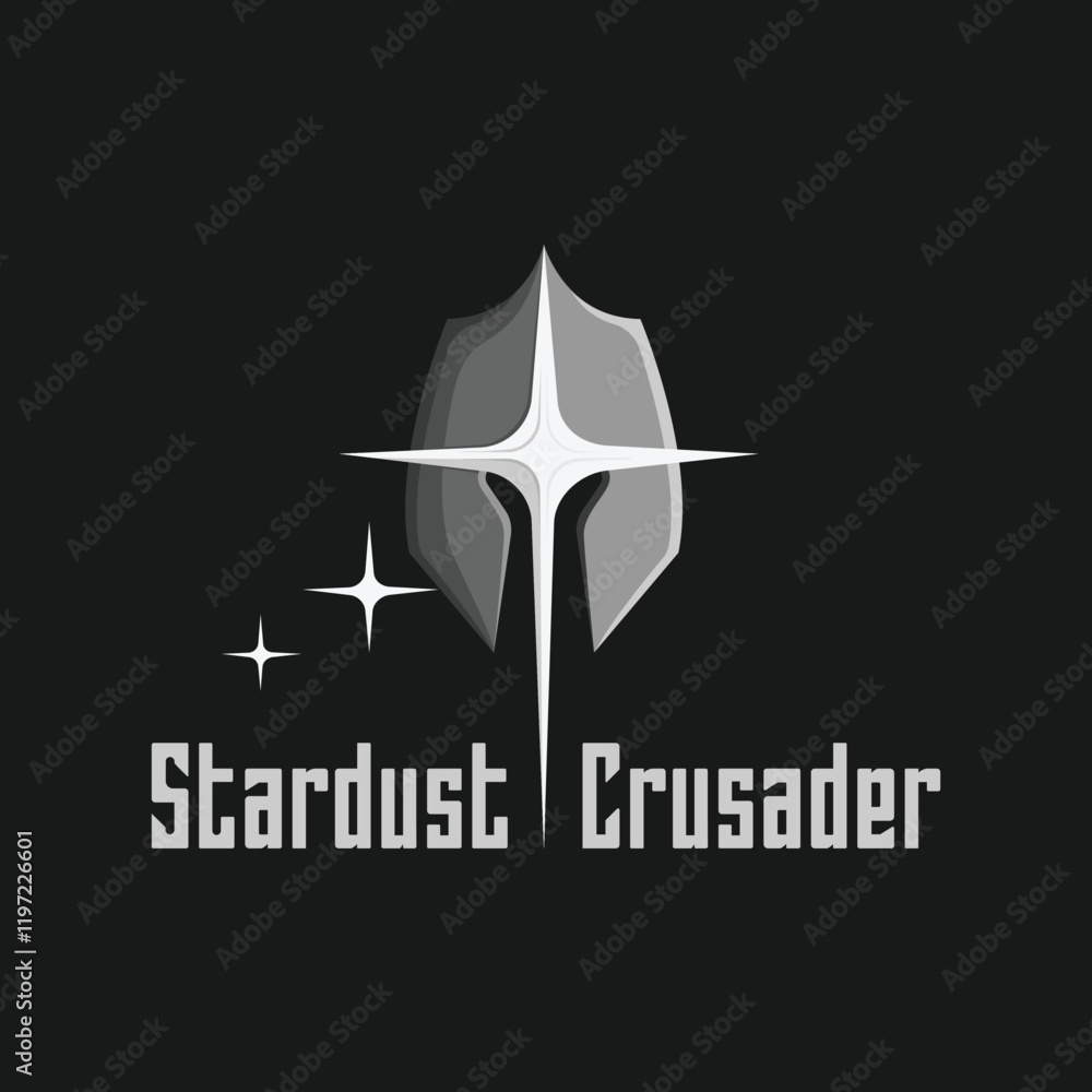 Obraz premium A bold logo showcasing a sleek metallic helmet design with a radiant starburst, symbolizing heroism and brilliance. The futuristic 
