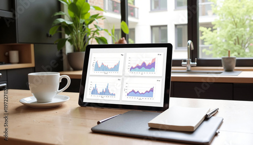 Wallpaper Mural Digital tablet mockup with graphs and copy space for analysis Torontodigital.ca