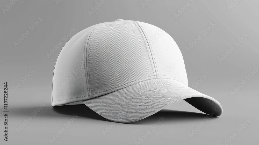 A simple, minimalistic white cap displayed against a soft gray background. Ideal for branding and logo presentations. A simple, minimalistic white cap displayed against a soft gray background. Ideal for branding and logo presentations.