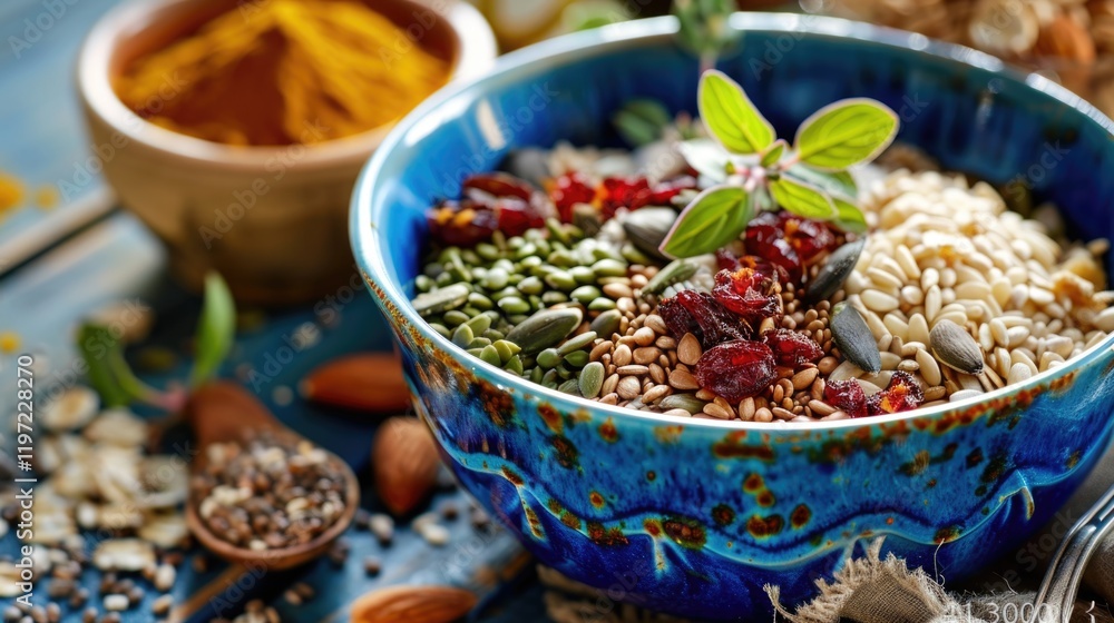 A vibrant, healthy meal featuring whole grains and fresh ingredients. A vibrant, healthy meal featuring whole grains and fresh ingredients.