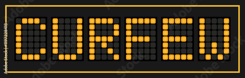 Orange color led banner in word curfew on black background