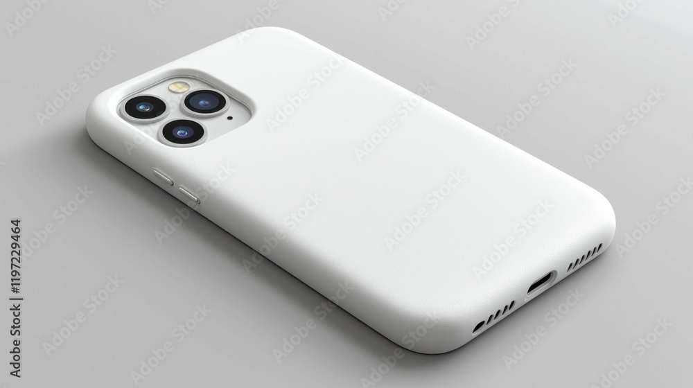 A sleek white smartphone case viewed from the back, displaying its camera cutouts and minimalist design. Perfect for modern aesthetics. A sleek white smartphone case viewed from the back, displaying its camera cutouts and minimalist design. Perfect for modern aesthetics.
