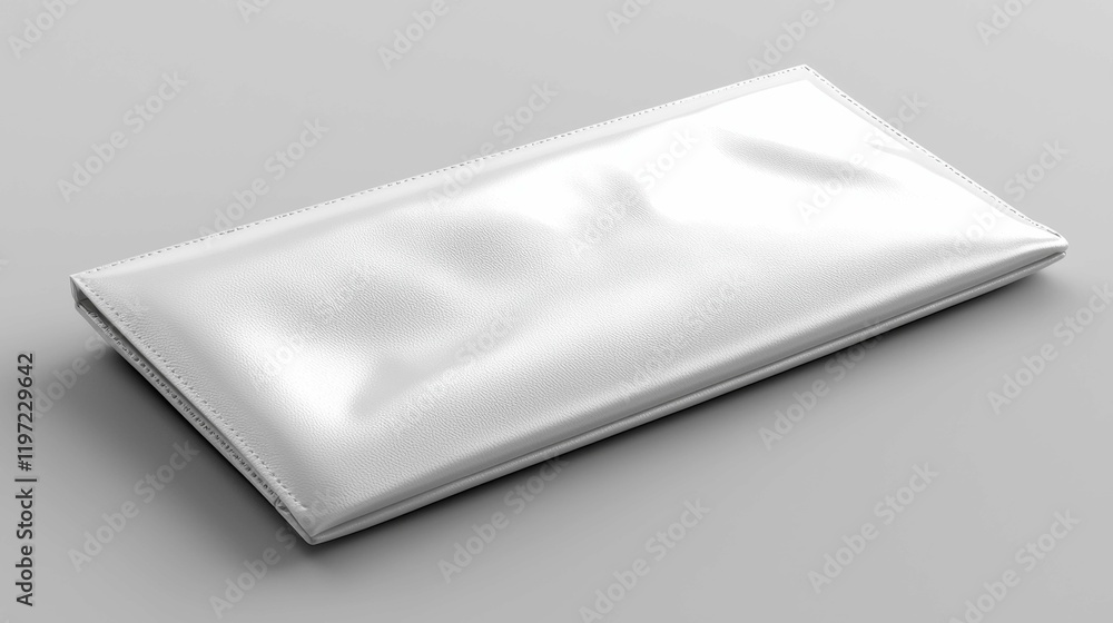 A sleek white leather wallet displayed on a minimalistic background, perfect for showcasing branding or product design. Ideal for corporate identity. A sleek white leather wallet displayed on a minimalistic background, perfect for showcasing branding or product design. Ideal for corporate identity.