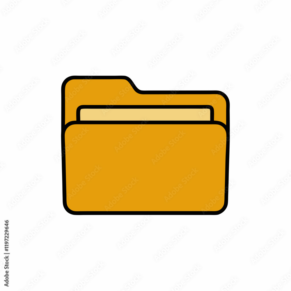 A simple, cartoon-style yellow folder icon A simple, cartoon-style yellow folder icon