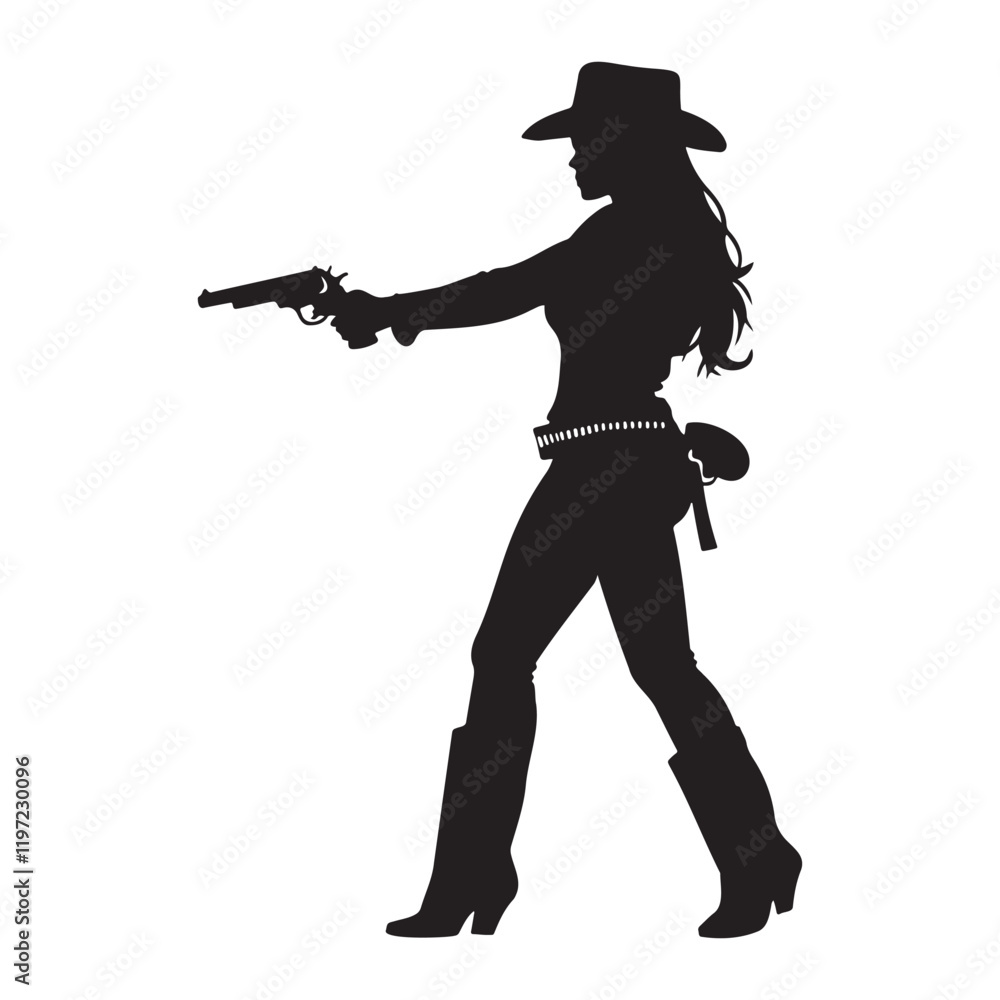 Gunslinger girl silhouette vector illustration Gunslinger girl silhouette vector illustration