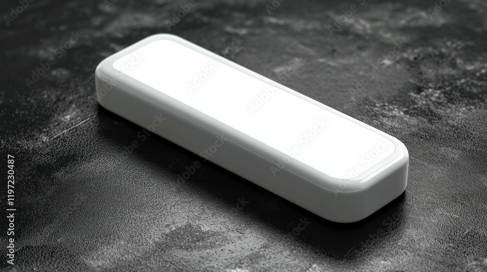 A smooth, white, rectangular object sits on a dark textured surface, offering a minimalist aesthetic ideal for branding and presentation. A smooth, white, rectangular object sits on a dark textured surface, offering a minimalist aesthetic ideal for branding and presentation.