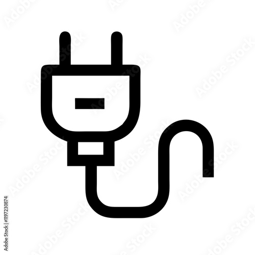 Electric plug icon with cord