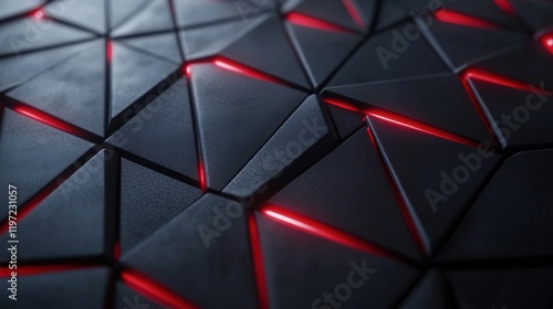 A black and red patterned surface with red lines