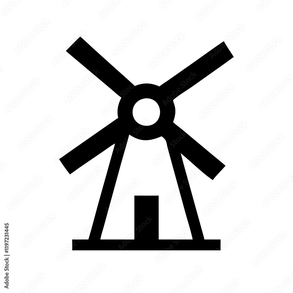 Windmill silhouette in minimalistic style Windmill silhouette in minimalistic style