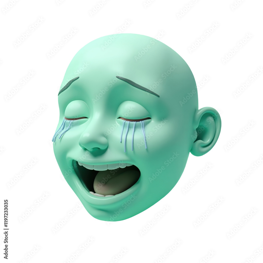 Naklejka premium joyful cartoon with tears of happiness in 3d render