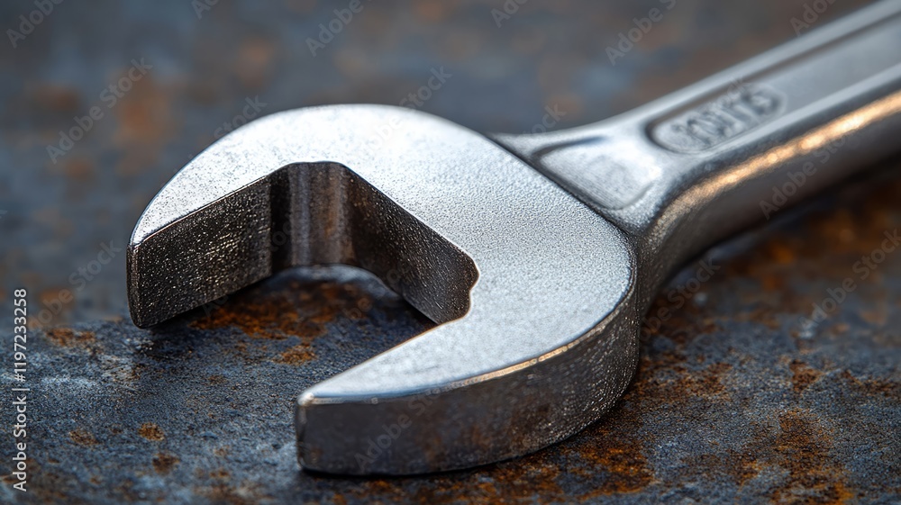 High-Quality Wrench on a Textured Metal Surface High-Quality Wrench on a Textured Metal Surface