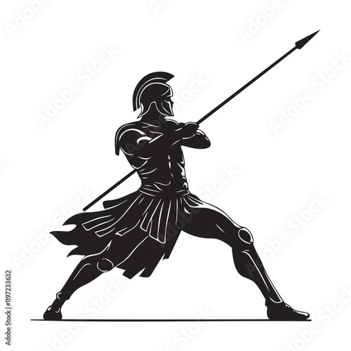 Spartan warrior with spike silhouette vector illustration