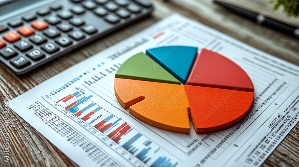 Colorful Pie Chart on Financial Document Analysis Colorful Pie Chart on Financial Document Analysis