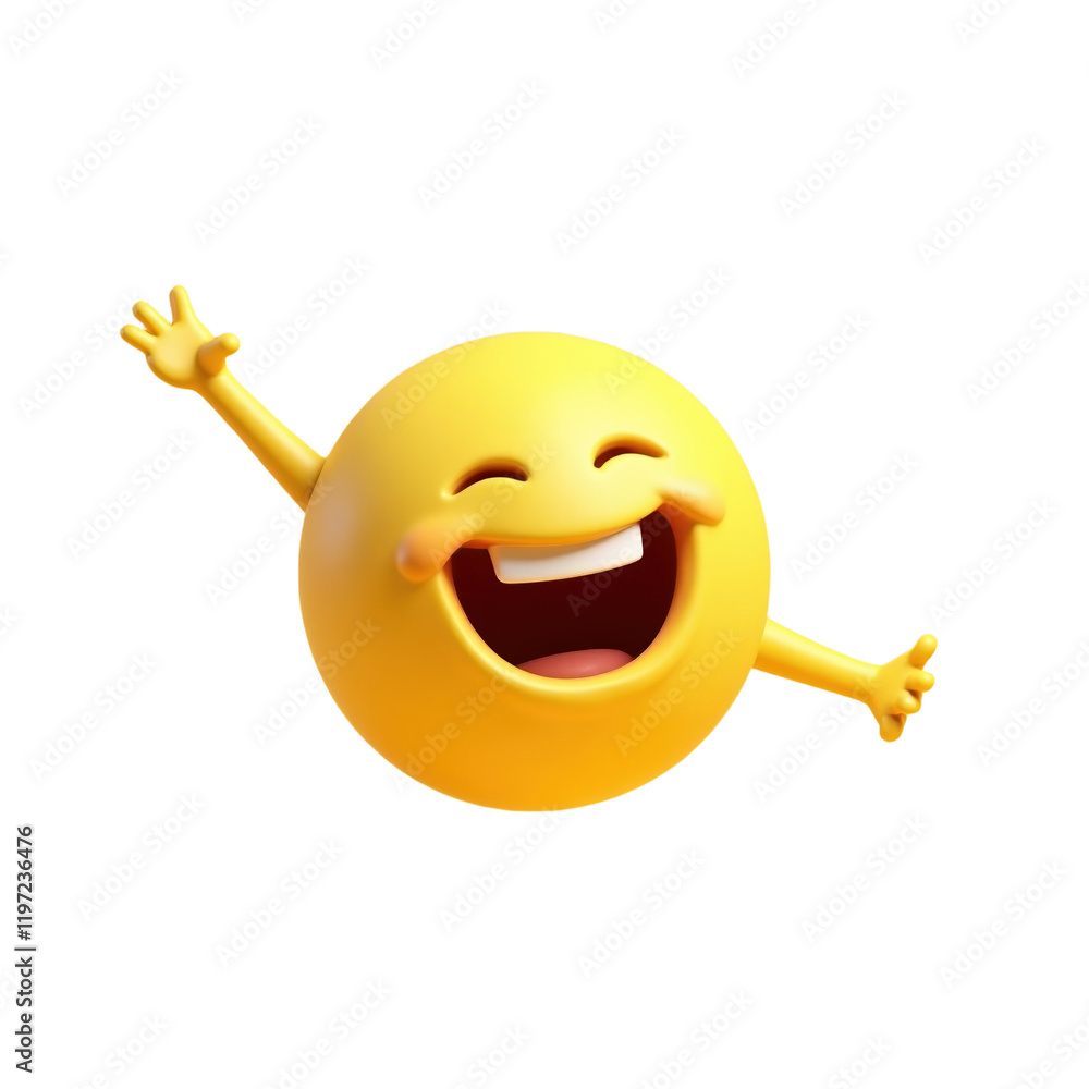 vibrant yellow emoji with a joyful laugh and raised arms vibrant yellow emoji with a joyful laugh and raised arms