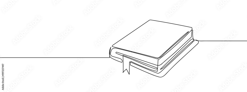 Closed book and bookmark Line art vector illustration with transparent background editable stroke. Closed book and bookmark Line art vector illustration with transparent background editable stroke.
