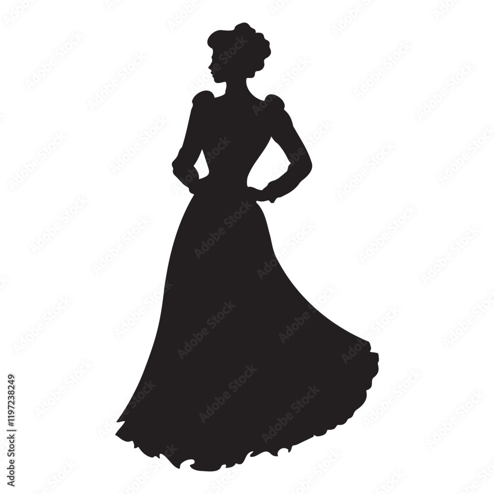 Victorian princess silhouette vector illustration Victorian princess silhouette vector illustration