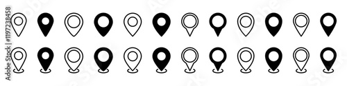 Location pin icons.Location pin icon collection.Vector illustration.