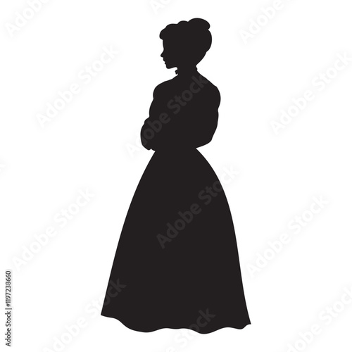 Victorian woman silhouette vector illustration