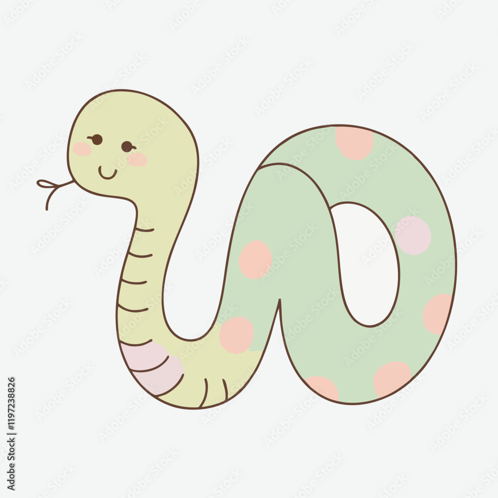 Fototapeta premium Adorable Cartoon Snake Illustration - Cute Vector Design