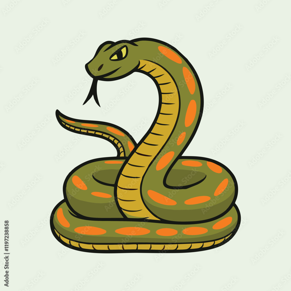 Fototapeta premium Adorable Cartoon Snake Illustration - Cute Vector Design