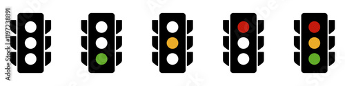 Traffic light icons.Traffic light icon collection.Vector illustration.
