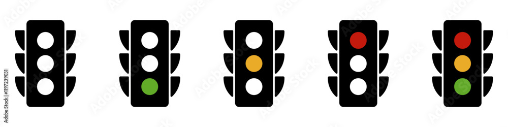 Traffic light icons.Traffic light icon collection.Vector illustration. Traffic light icons.Traffic light icon collection.Vector illustration.