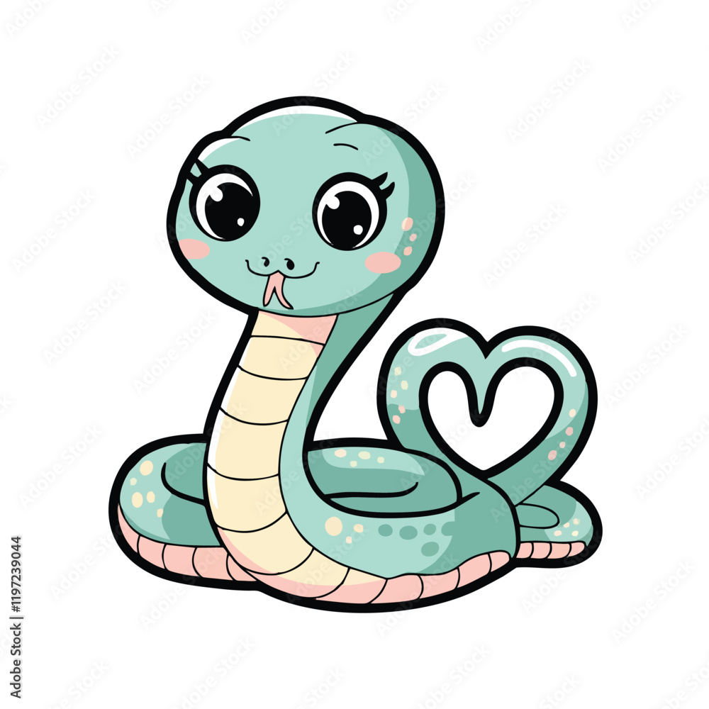 Adorable Cartoon Snake Illustration - Cute Vector Design