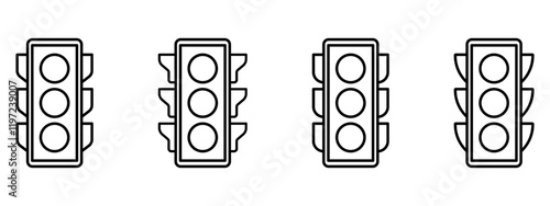 Traffic light icons.Traffic light icon collection.Vector illustration.