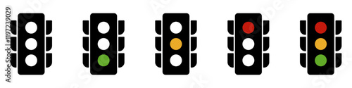 Traffic light icons.Traffic light icon collection.Vector illustration.