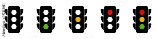 Traffic light icons.Traffic light icon collection.Vector illustration.