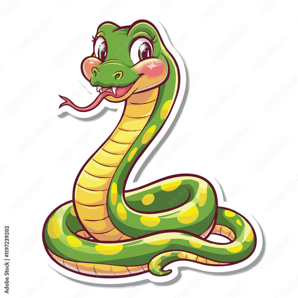 Fototapeta premium Adorable Cartoon Snake Illustration - Cute Vector Design