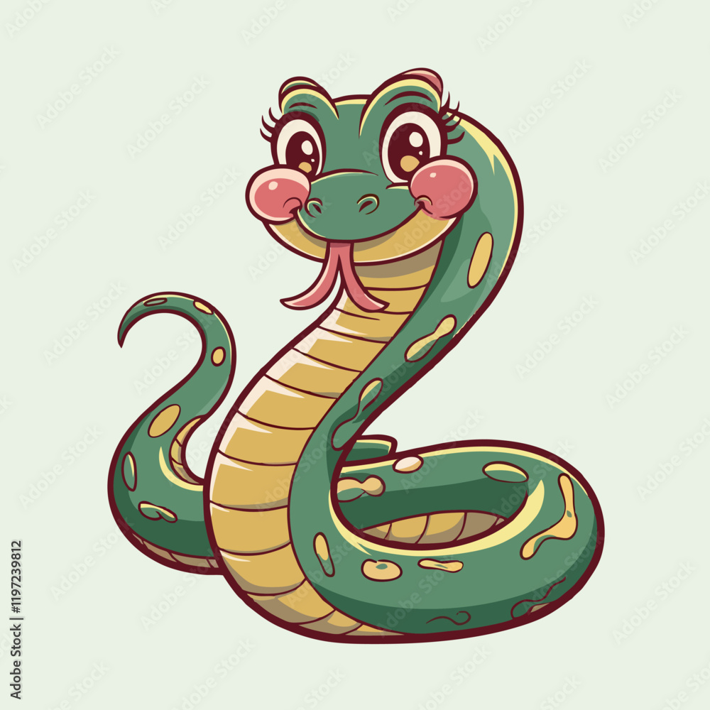 Fototapeta premium Adorable Cartoon Snake Illustration - Cute Vector Design