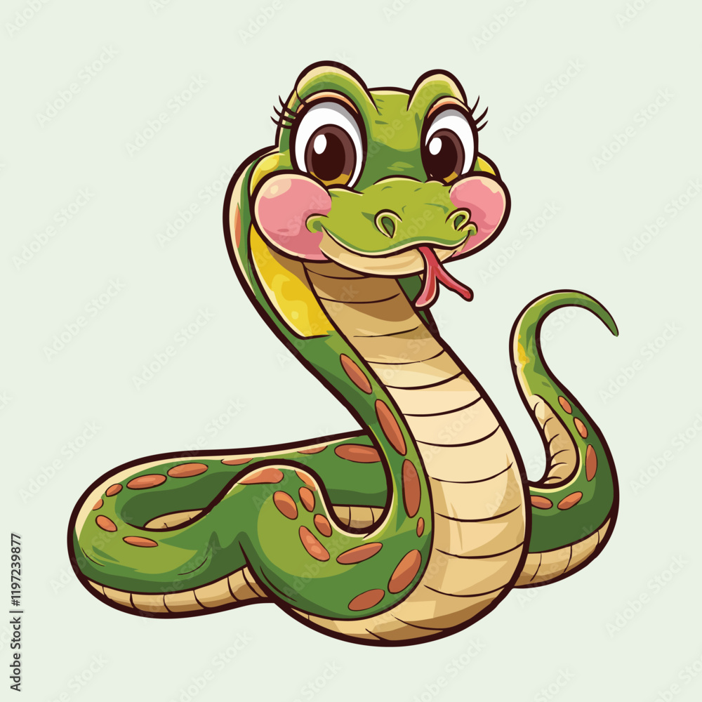 Fototapeta premium Adorable Cartoon Snake Illustration - Cute Vector Design
