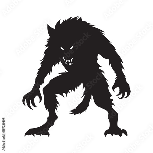 Werewolf standing pose silhouette vector illustration